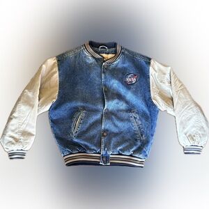 Vintage 90’s Gear Denim Varsity Bomber Jacket NASA Size Medium